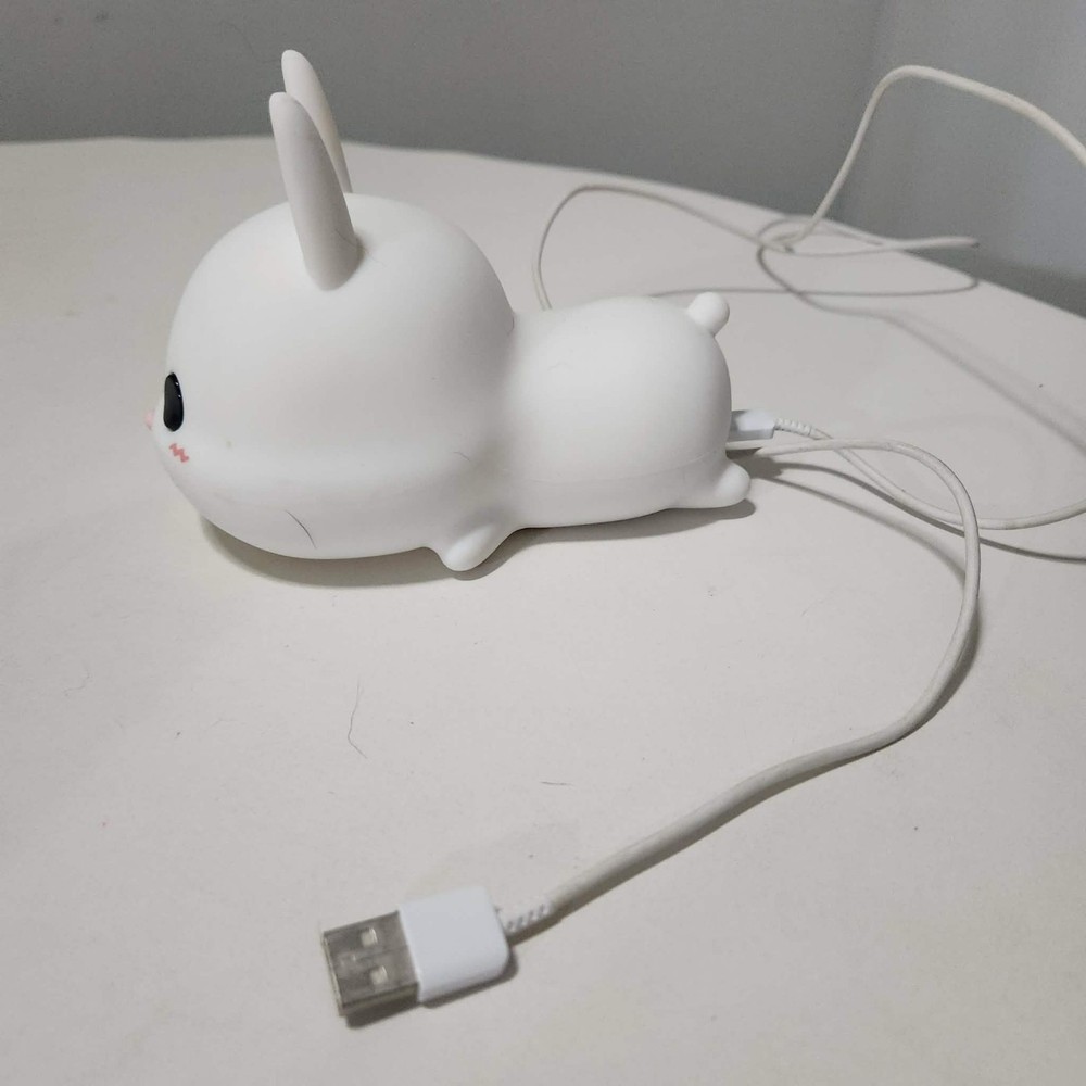 Rabbit USB Silicone Night Light for Kids & Teens, Smooth Finish, White