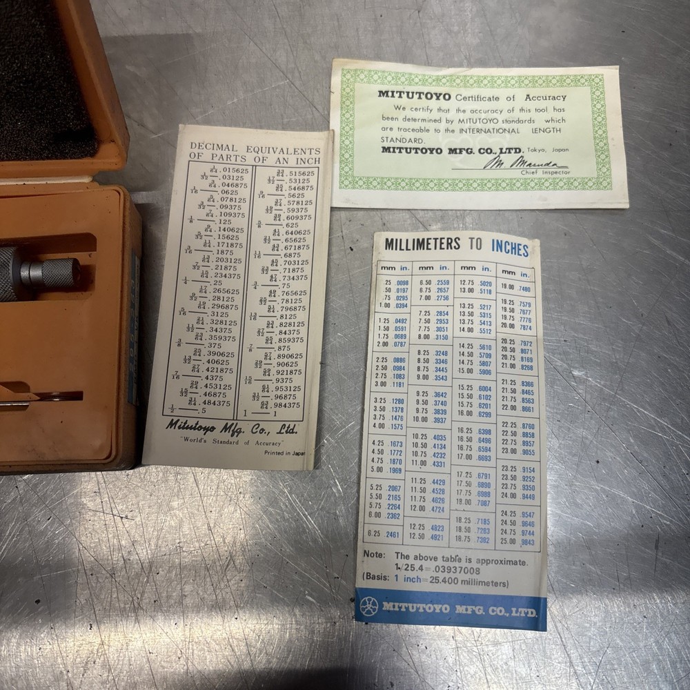 Mitutoyo 295-153 Spherical Micrometer, 0-1" analog rolling indicator ￼