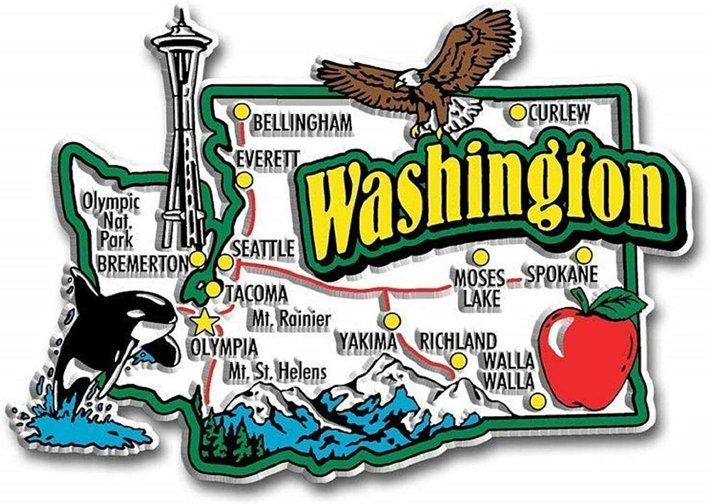 Washington Jumbo State Map Fridge Magnet