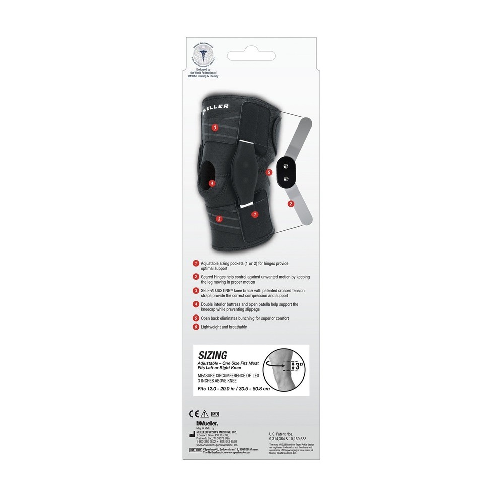 Mueller Adjustable Hinge Knee Brace Support Stabilizer Patella Open Design