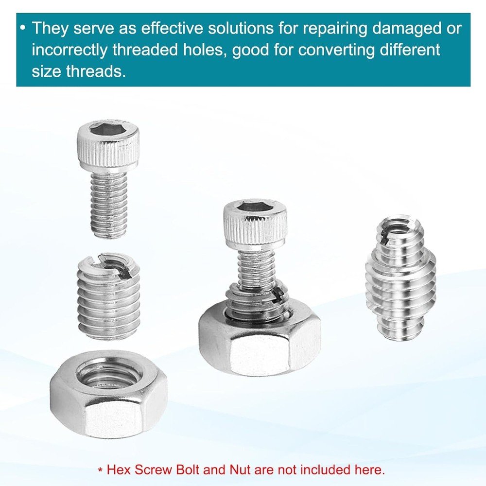 Durable M8 to M6 Screw Reducer - 303 Steel Thread Insert Nuts (6 Pack)