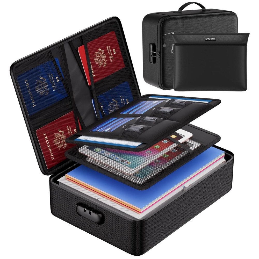 Fireproof Document Bag with Lock, 5 Layers Protection