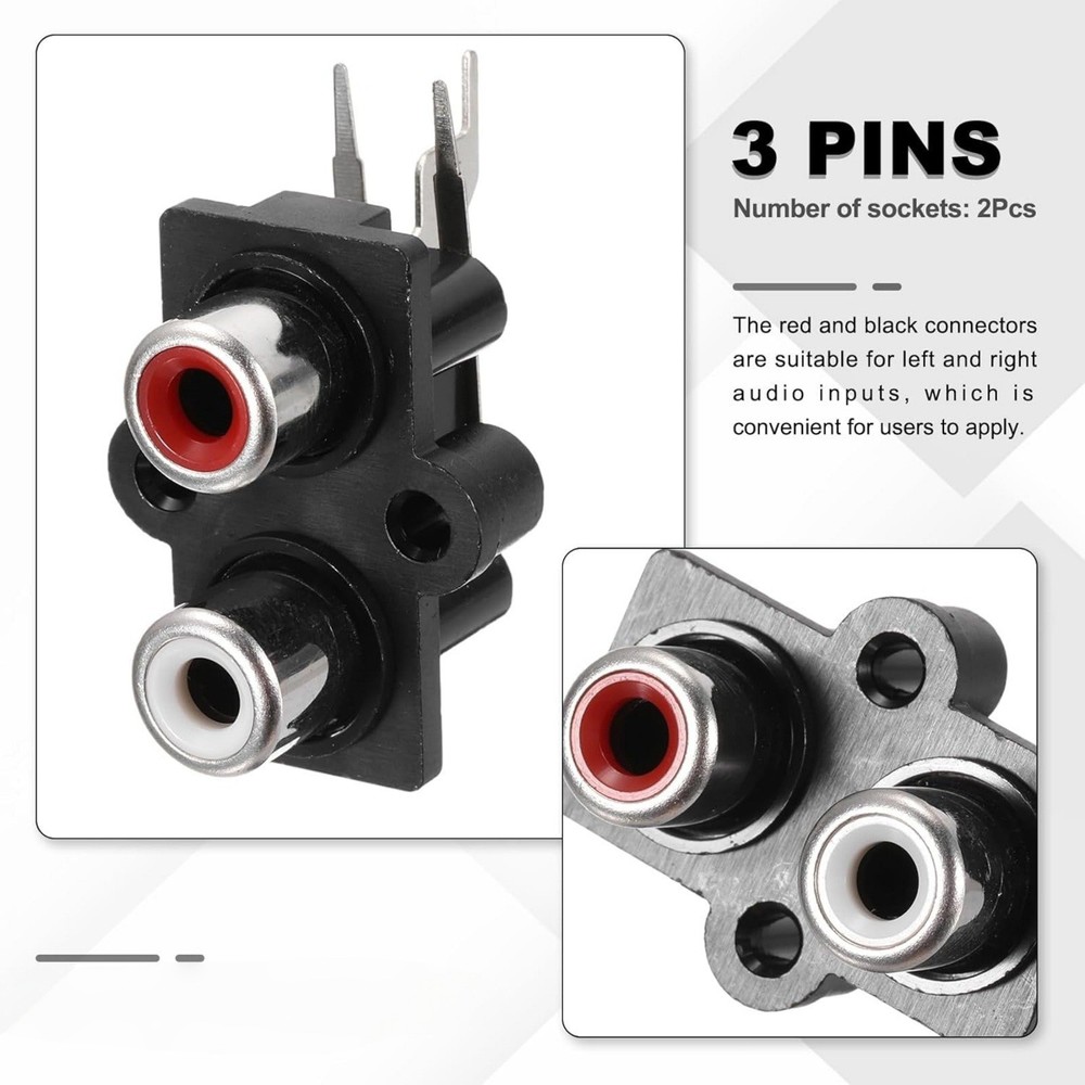 High Quality 2PCS RCA Female Socket Panel Mount Connector for Various AV Devices