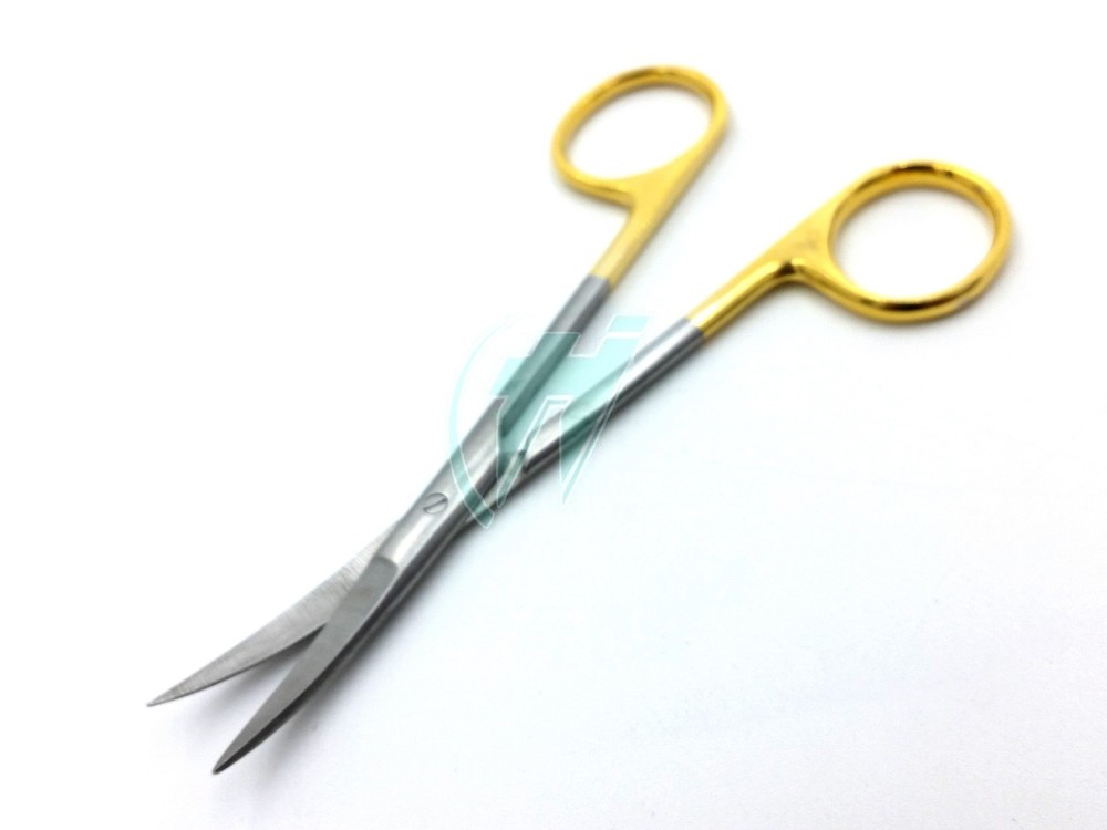 12 Pcs Gold Handle IRIS Micro Dissecting Scissors Curved 4.5" Stainless Steel