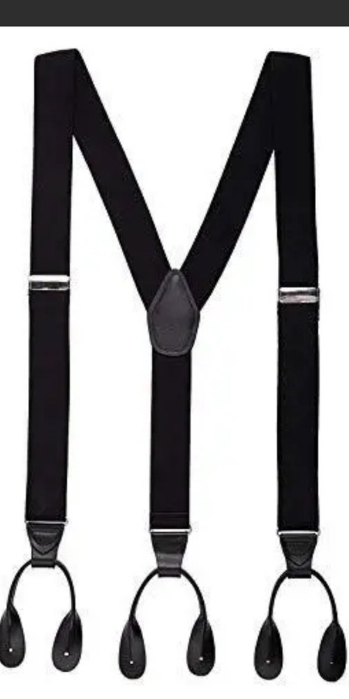 Mens Button End Suspenders 49 Inch by Grade Code (Black)