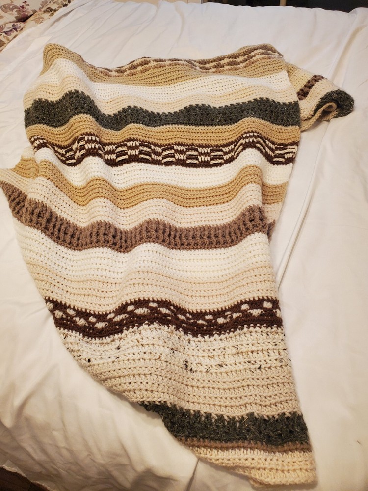 Beautiful Handmade Earth Tone Textured Crochet Throw