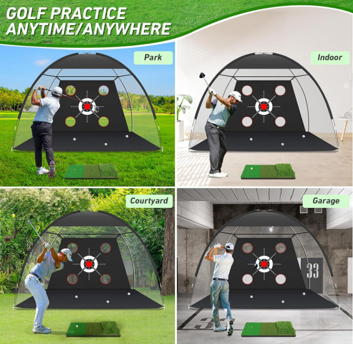 Golf Net, 10x7FT with Golf Practice Mat, Hitting Aid Nets for Backyard Driving