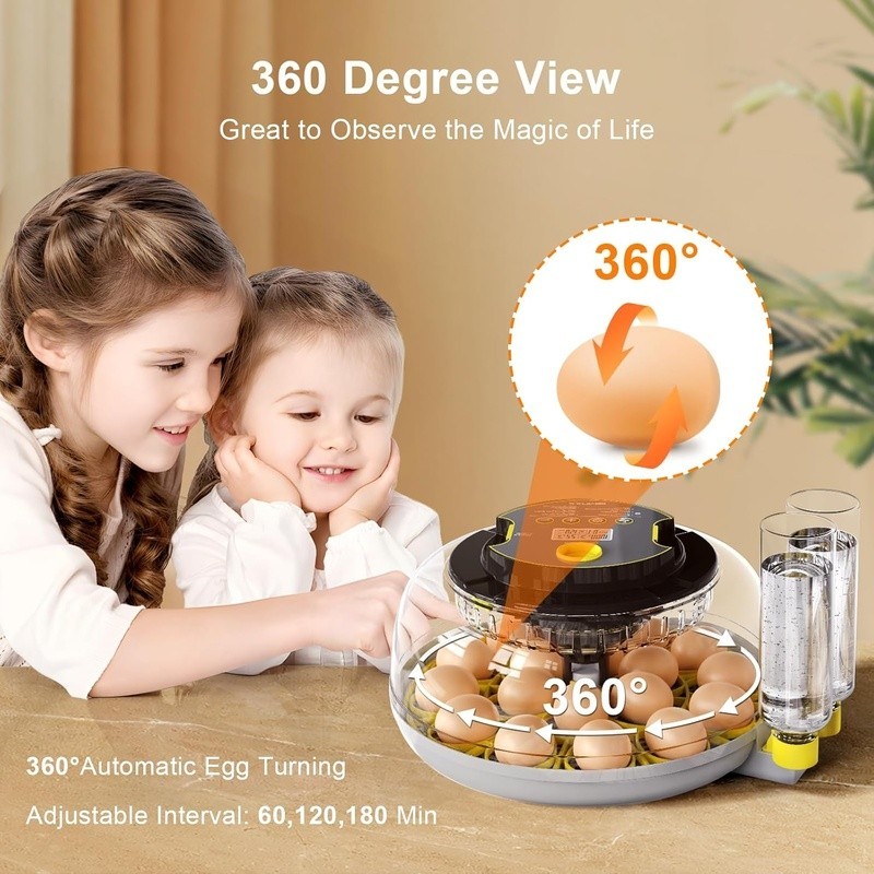 Automatic Egg Incubator 360° View Humidity Control Egg Turner Candling System US