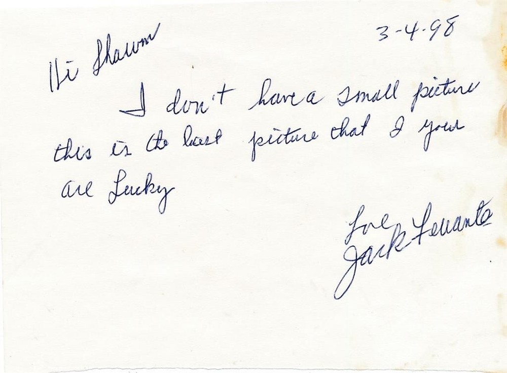 Jack Ferrante- Handwritten Signed Note