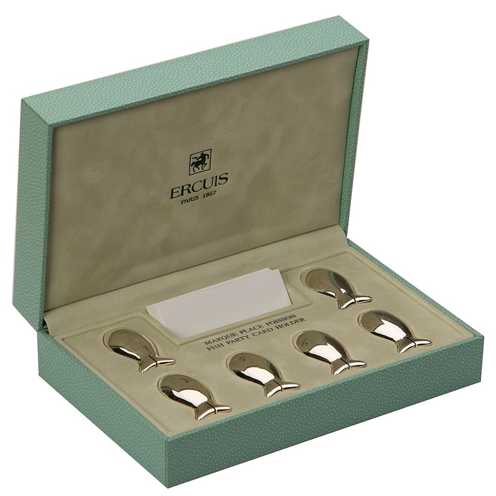 Ercuis EP Silver Fish Name Holder Set