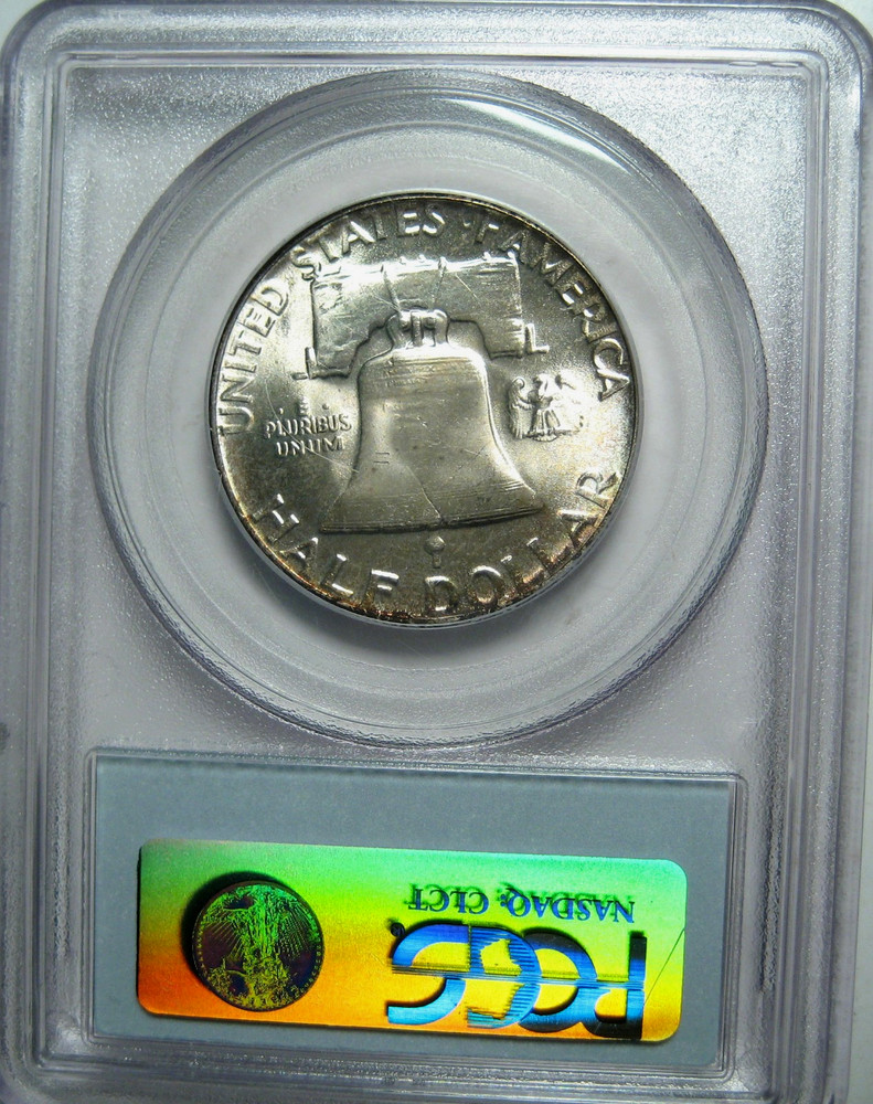 1954 FRANKLIN SILVER HALF DOLLAR PCGS MS64 WITH SOME ATTRACTIVE LIGHT TONING*