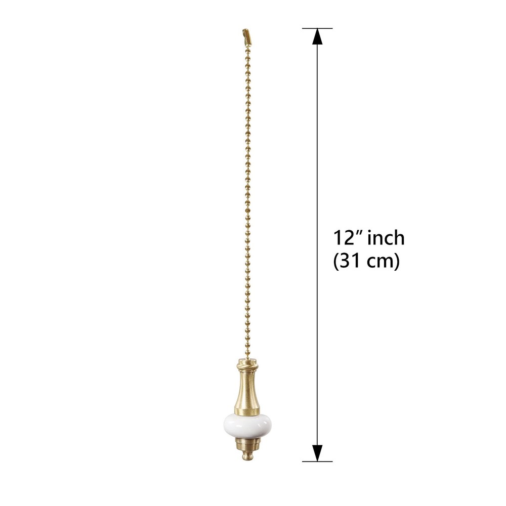 20508-51-2, 12" Ceiling Fan Pull Chain Porcelain with Solid Brass, 2 Pack
