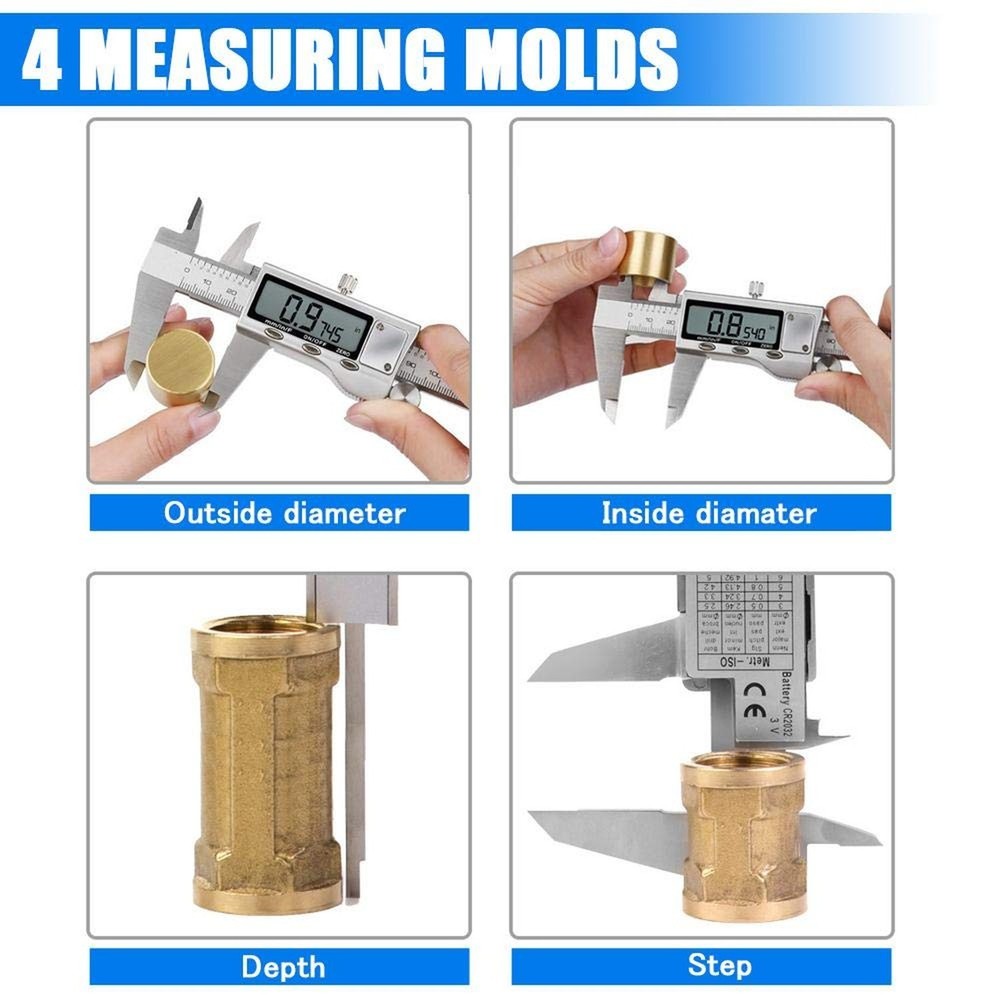 Digital Caliper Measuring Tool, Stainless Steel Vernier Caliper Digital Micro...