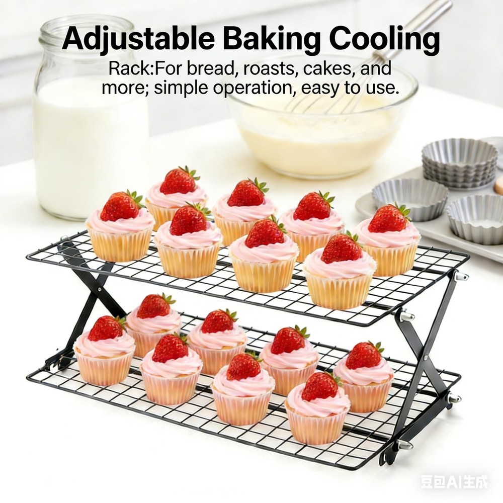 2-Tier Collapsible Cooling Racks, Detachable Wire Cooling Rack Stackable Dryi...