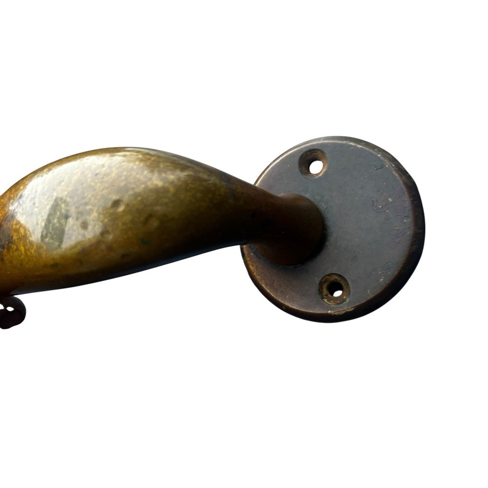 Vintage Large Solid Brass Door Handle Great Patina