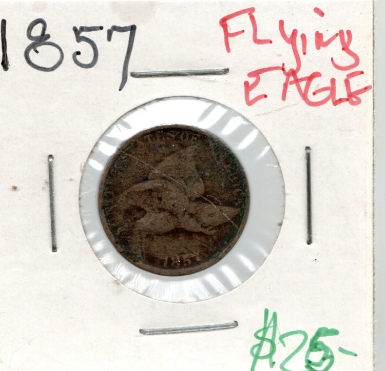 1857 FLYING EAGLE FULL RIMS NICE