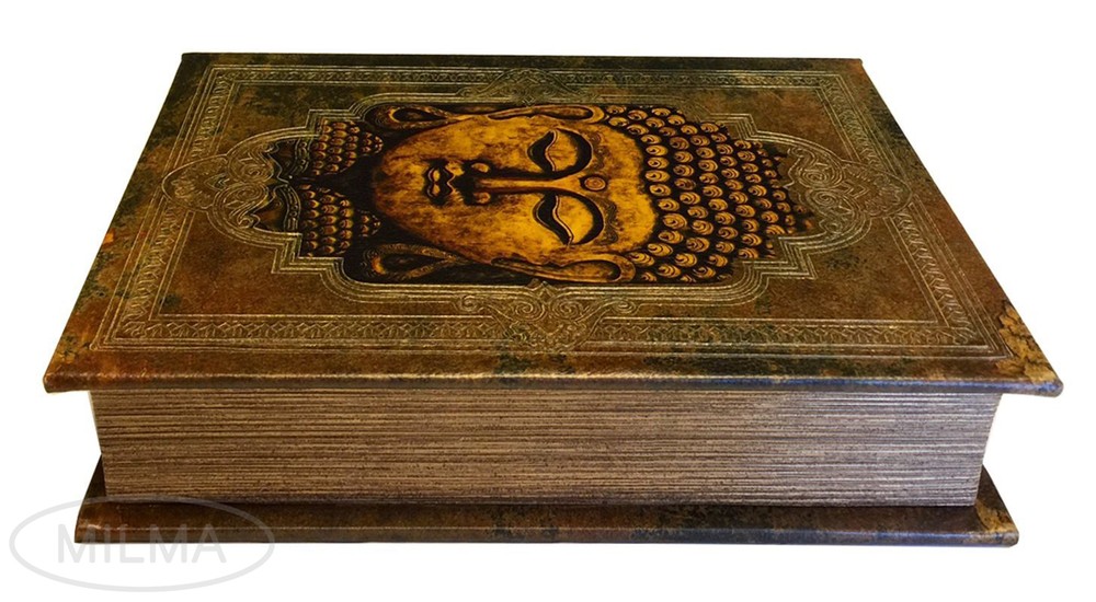 Buddha Book Box Decorative Leather Book Box Storage Secret Book
