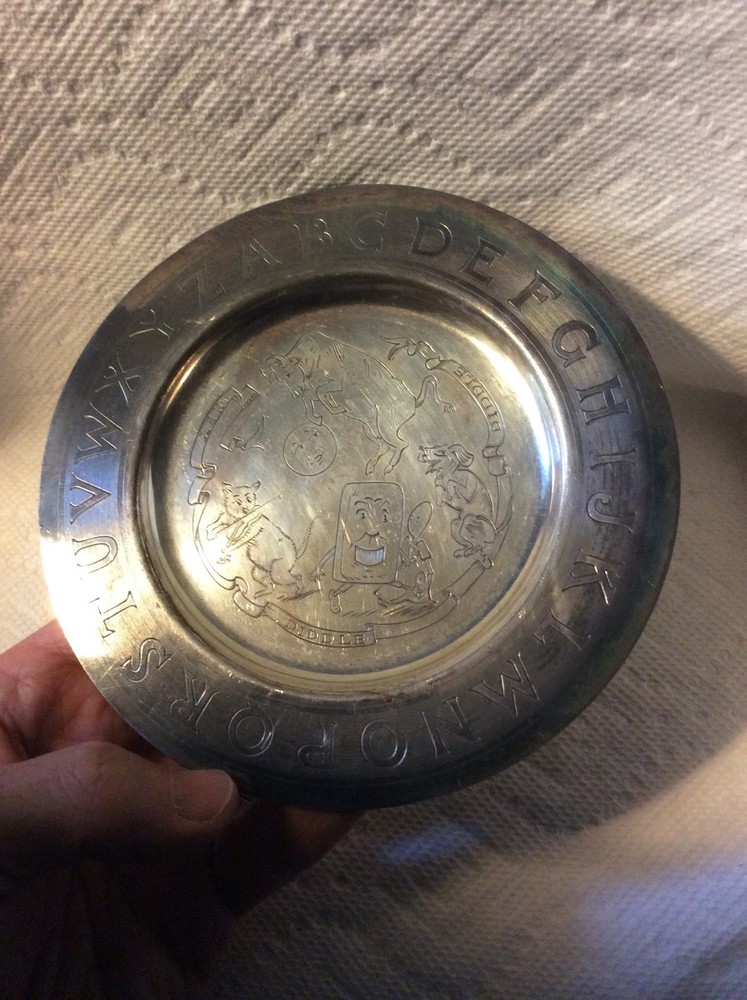 OLD SILVERPLATE WM ROGERS ABC HEY DIDDLE DIDDLE CHILDS PLATE