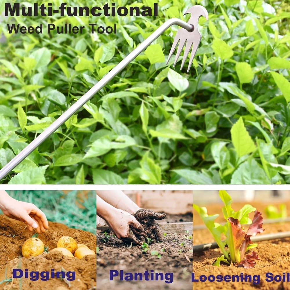 Weed Puller Tool Garden Weed Pulling Tool,Portable Garden Stainless Steel Wee...