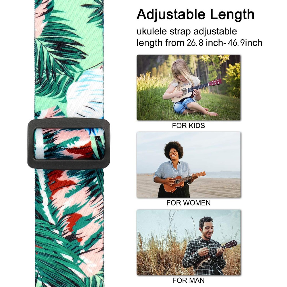 Dulphee Ukulele Strap Hawaiian Style Adjustable Uke Shoulder Strap for Sopran...