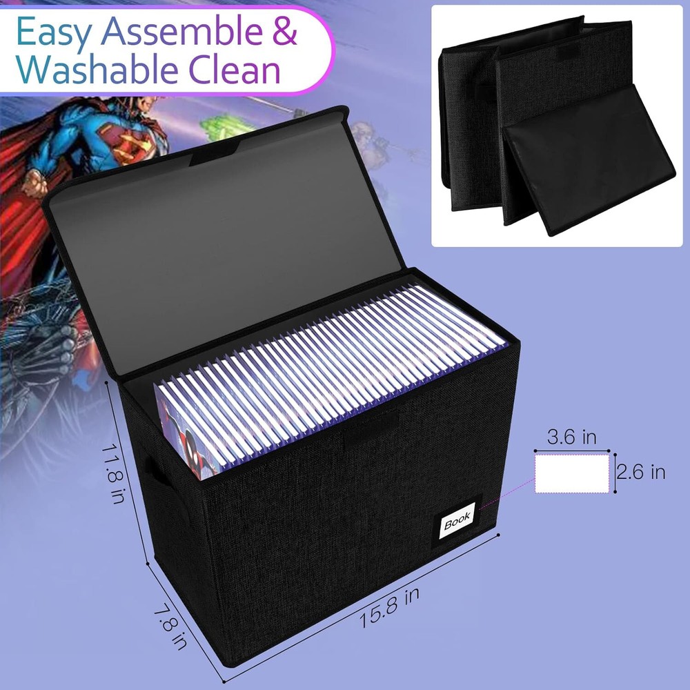 Collection Comic Book Storage Box 15.8" X 7.8" X 11.8", Collapsible Comic Short