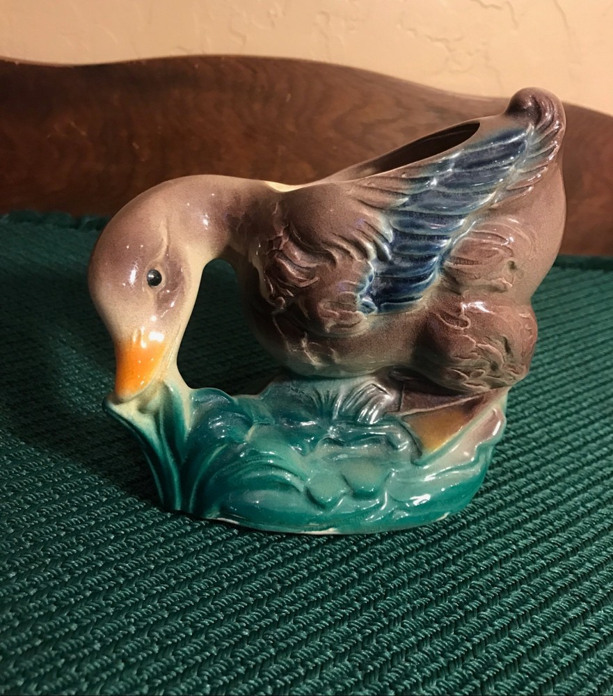 Vintage Royal Copley Ceramic Mallard Duck Planter