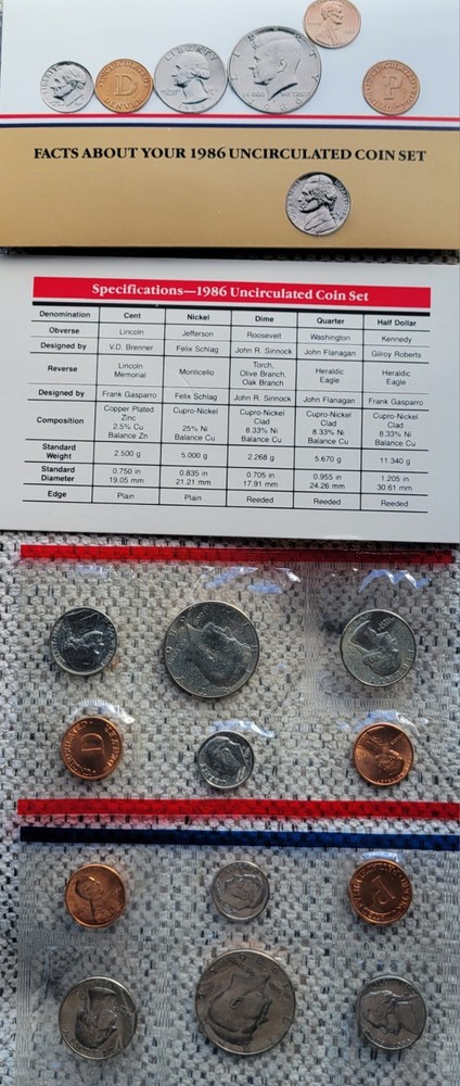 1986 PD US Mint Set (OGP) 10 coins