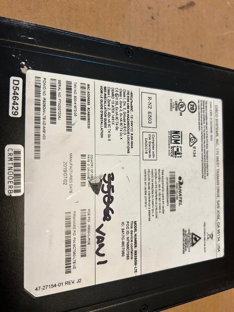 Cisco IR829GW-LTE Ruggedized Secure Multimode 4G LTE Router