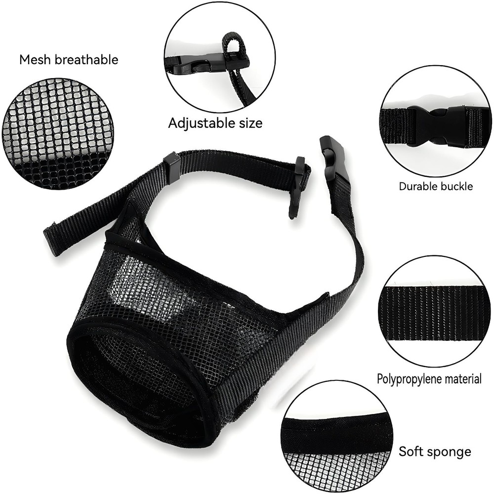 Dog Muzzle Soft Air Mesh for Medium Large Dogs, Medium, Black