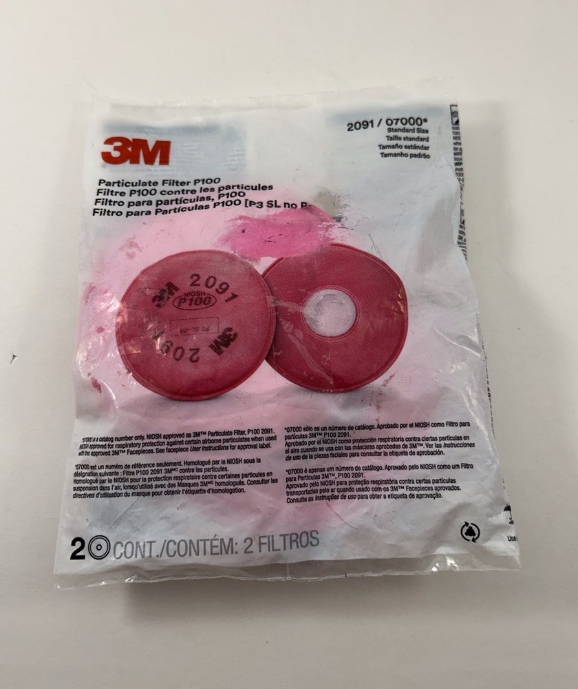 3M P100 Particulate Filter - 2091 - Standard Size - 2 Pack