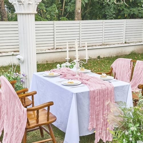 2 Pcs Cheesecloth Table Runner - 10ft Boho Gauze Cheese Cloth 10FT*2PC Pink