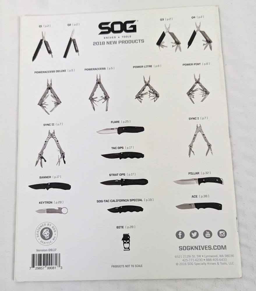 SOG 2018 Catalog Product Guide Knives Multi Tools PB