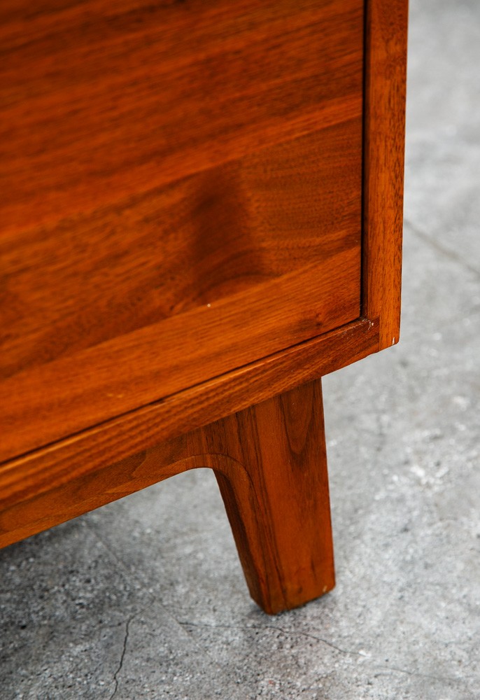 Mid Century Modern Nightstand End Side Table Solid Walnut Ace Hi 2 Drawer Mcm