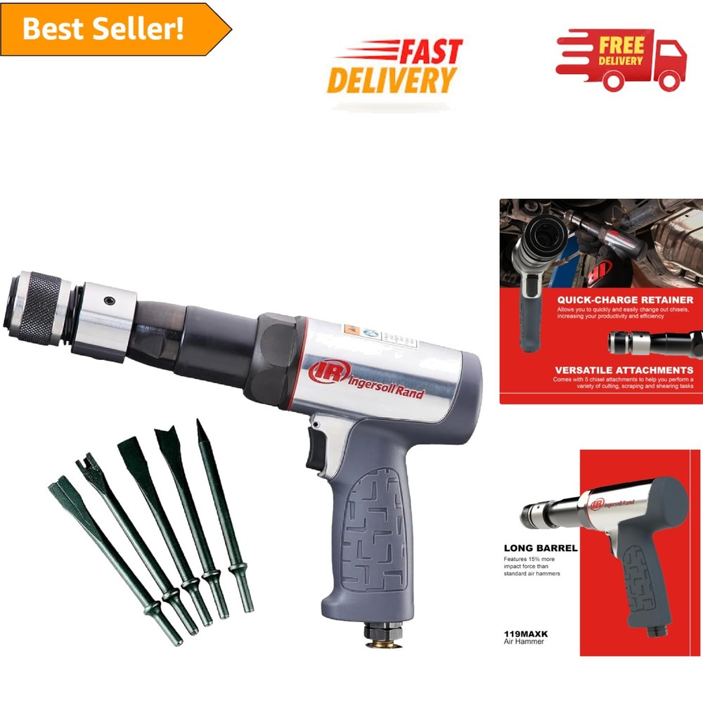 Efficient Long-Barrel Air Hammer with 5 Chisel Attachments – Vibration Control