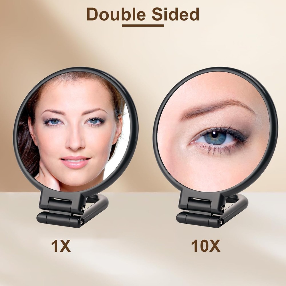 1X/10X Magnifying Handheld Mirror Double Sided, Foldable Travel Makeup Mirror
