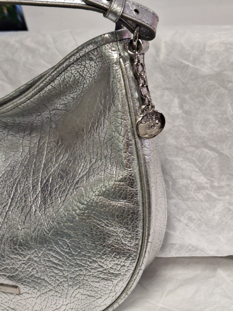 Brahmin Duchess Collection Silver Metallic Small Kathleen Shoulder Bag