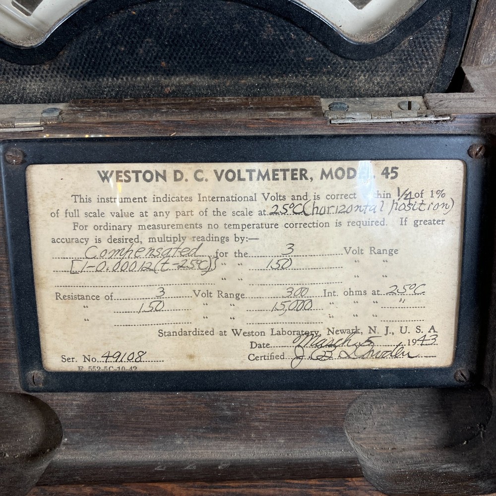 Weston DC Voltmeter Model 45 Vintage Untested