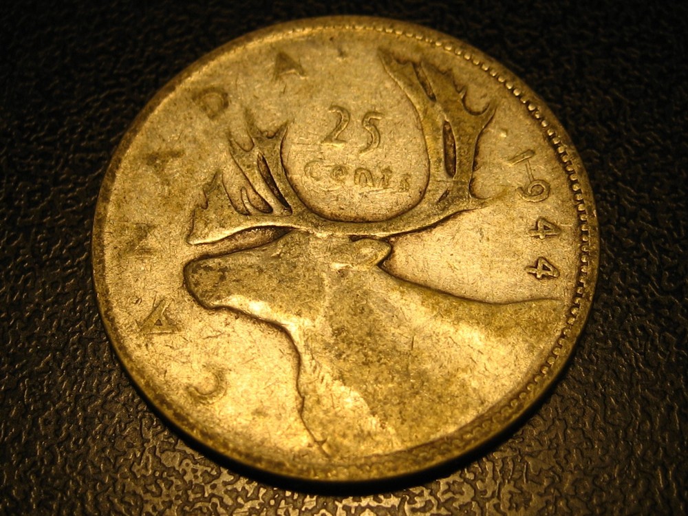 1944 80% Silver Canadian Quarter