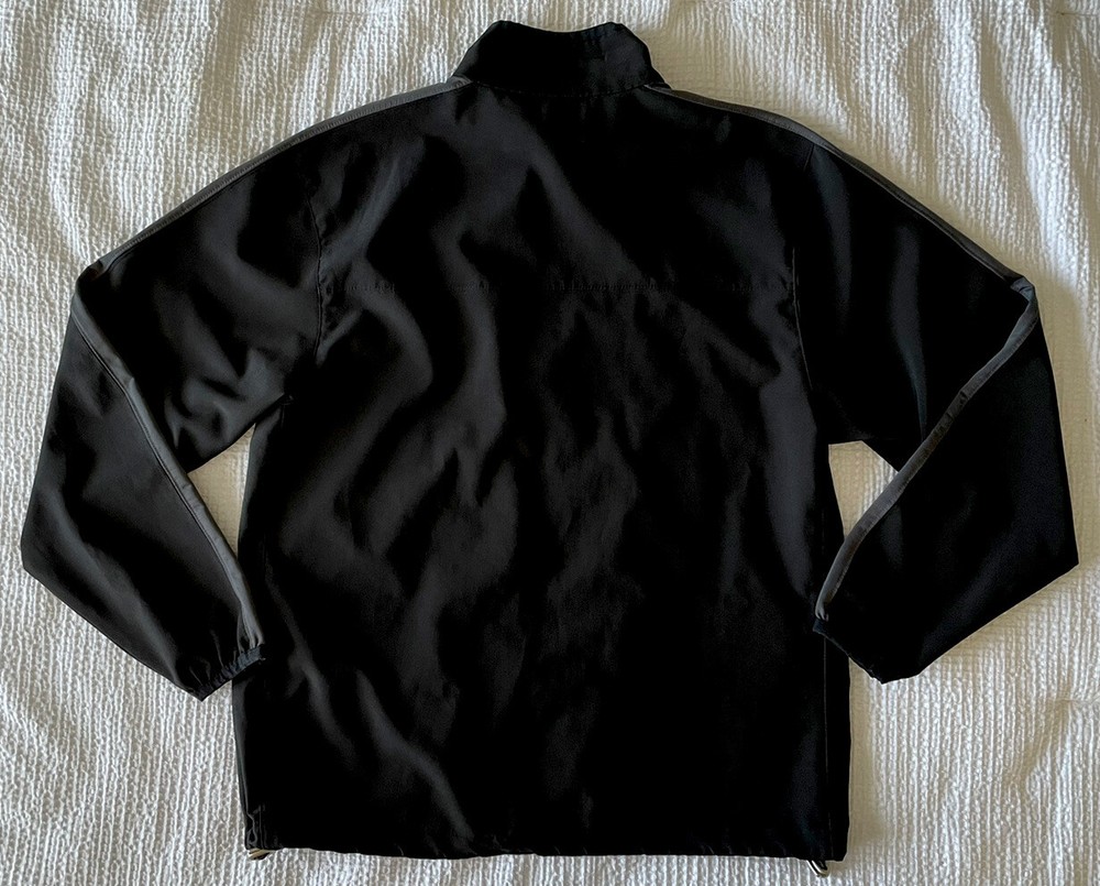 STARTER Mens Medium Large Track Jacket Full Zip Black Gray EUC