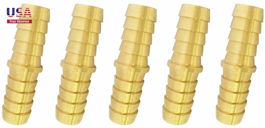 Barb Union Splicer 3/8"x3/8" Barbed Mender Connector Hose Brass Fitting 5pcs