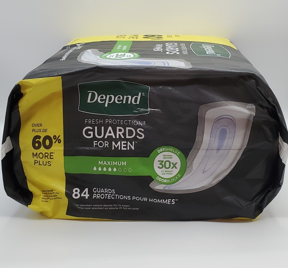 Depend Mens Guards 84ct Maximum Absorbency Bladder Control Pads Dry Odor Shield
