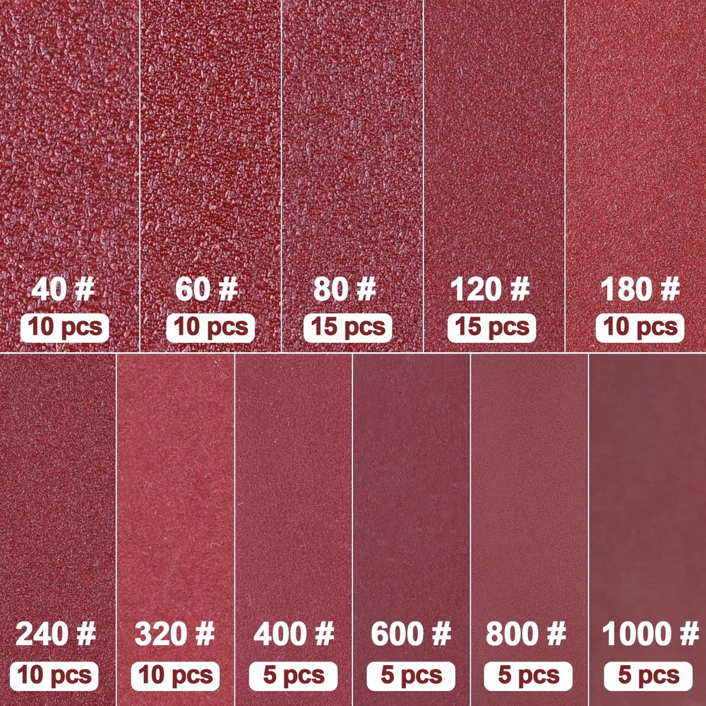 AUSTOR 100 Pieces Triangle Sanding Pads Triangular 3- 1/8 Inch, Assorted