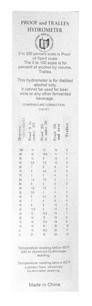 Professional Grade Alcohol Tester - 0-200 Proof Hydrometer for Home Distilling