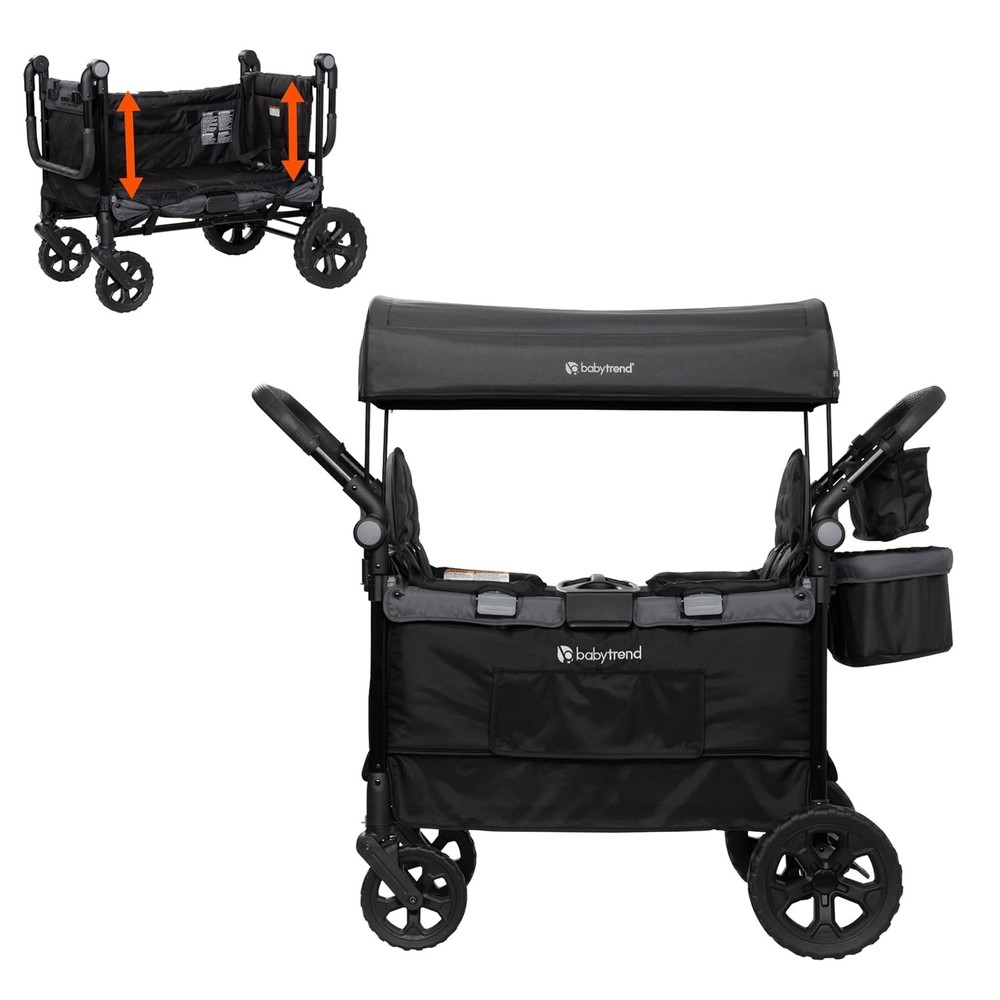 Foldable Stroller Wagon for Children with Adjustable Handle and Storage Basket