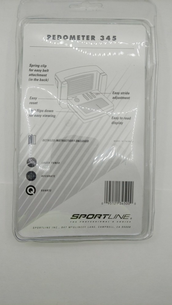 Sportline Pedometer Model 345 Basic Steps Distance Calories NEW