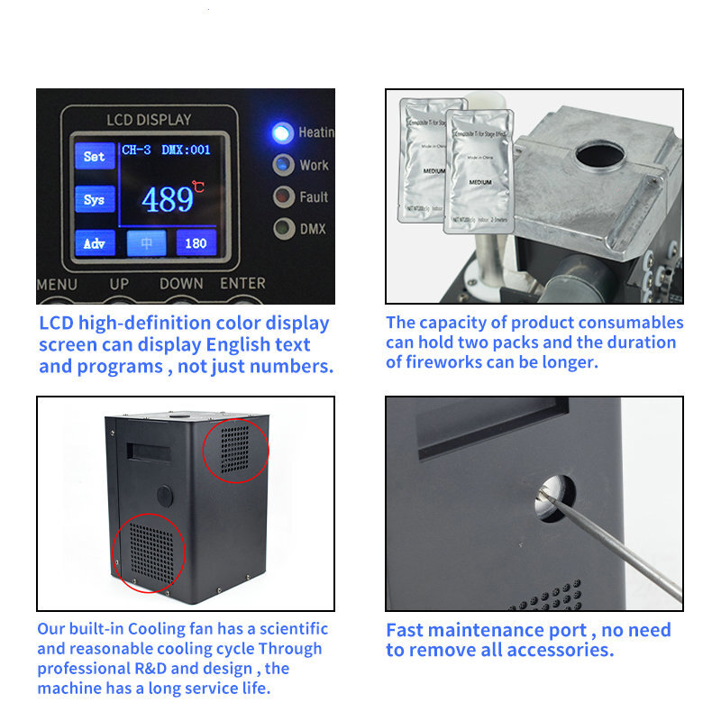 2PCS 750W Cold Spark Machine Firework Machine DMX Wedding Stage Effect Machine