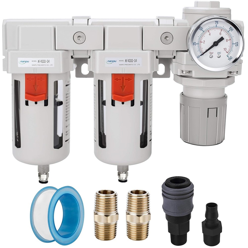 1/2" NPT Air Drying System with Double Filters & Regulator - Enhanced Efficiency