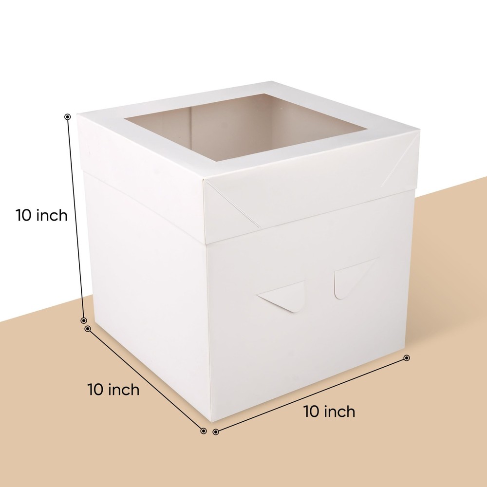 2 PCS Total 10 Inch Cake Boxes with Boards Round Cake Drum Gold Window