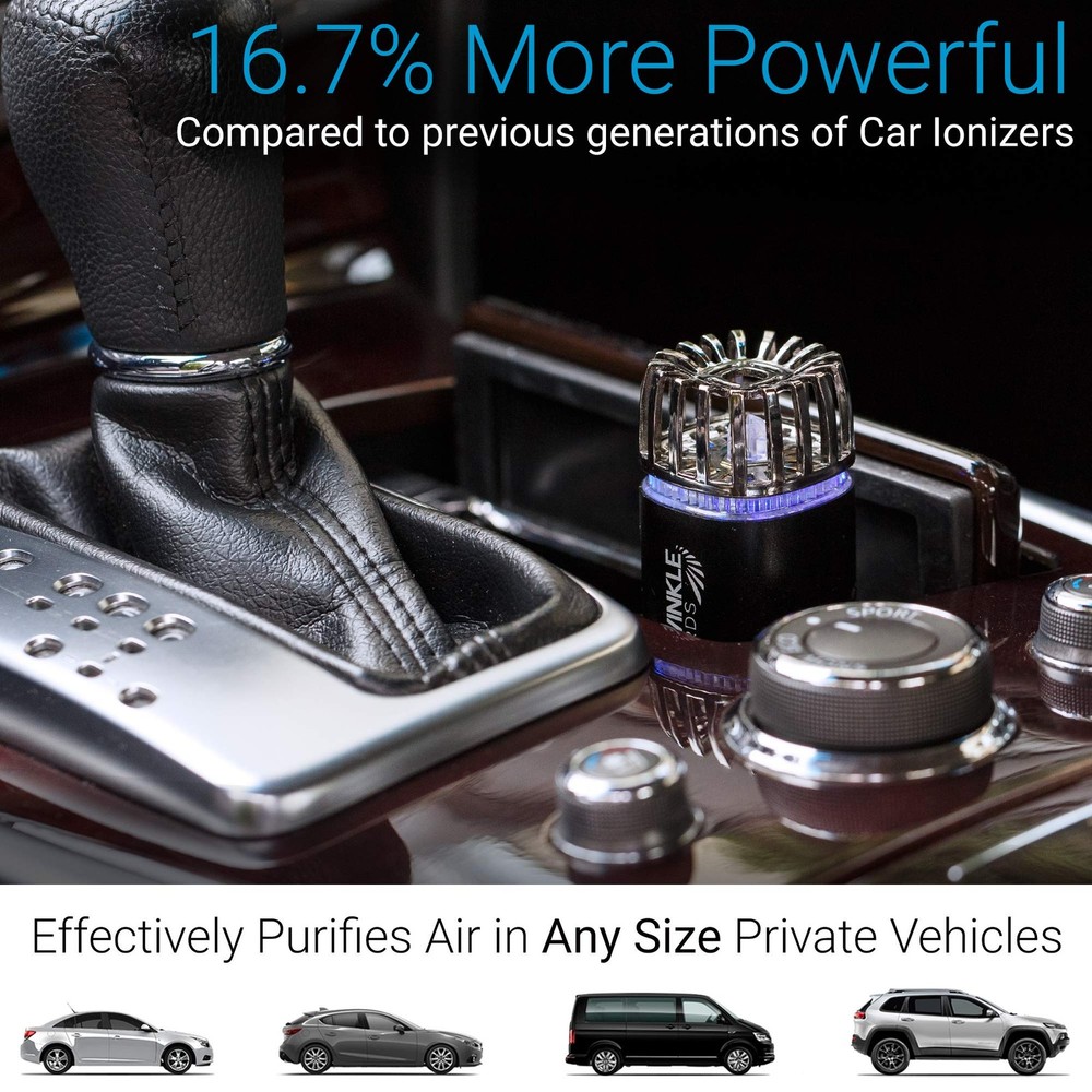 Car Air Purifier Ionizer - 12V Plug-in Ionic Anti-Microbial Car Deodorizer wi...