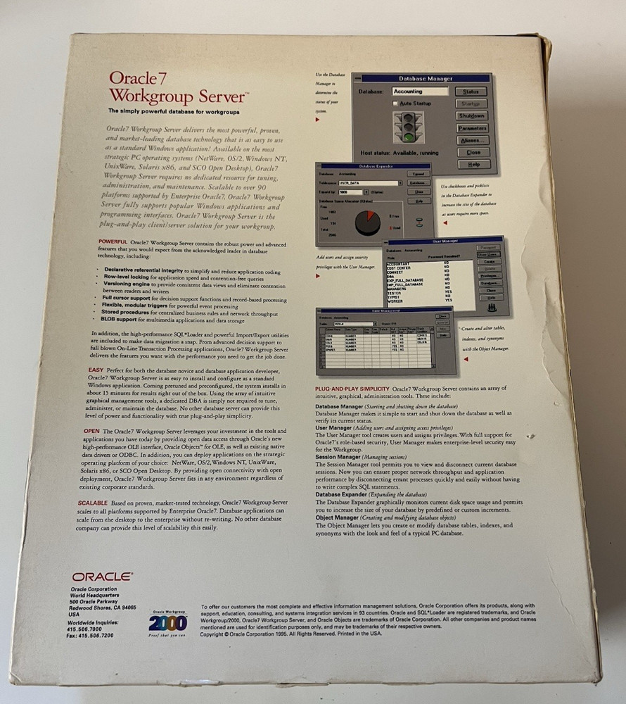 Oracle7 Workgroup Server Release 7.1 For MS Windows NT New Never Installed "OB"